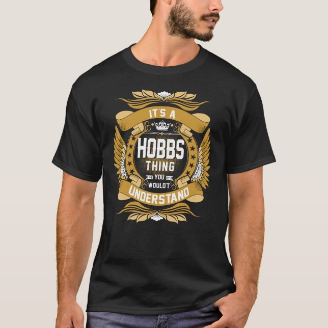 HOBBS Name, HOBBS family name crest T-Shirt (Front)