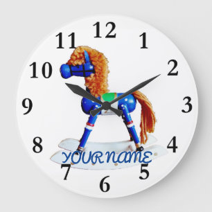 Hobby Horse with Name Large Clock