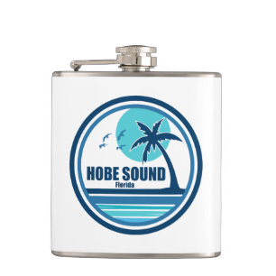 Hobe Sound Florida Palm Tree Birds Hip Flask