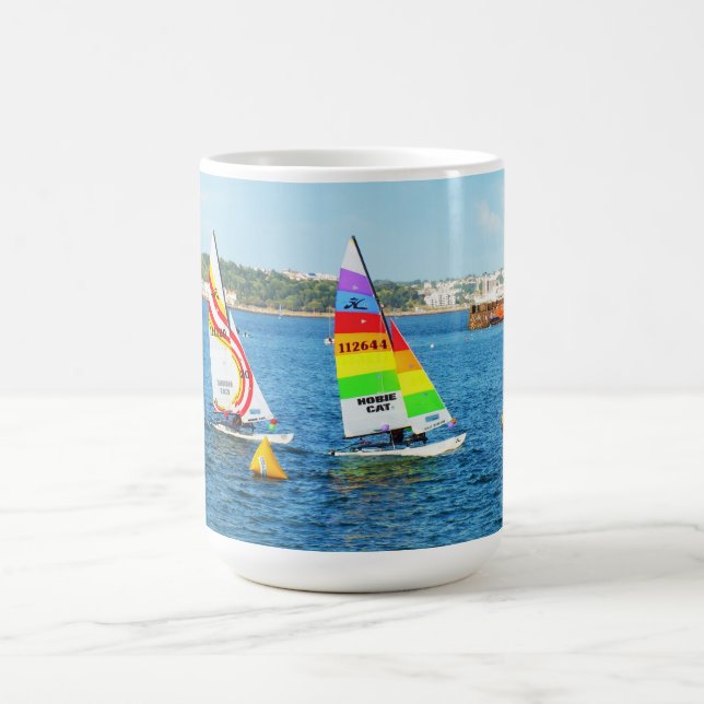 Hobie sailing boats in Jersey Coffee Mug (Center)