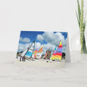 Hobies on the beach holiday card