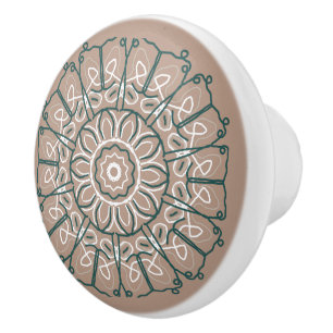 Hobo Single Lace Taupe Beige Design Ceramic Tile Knob