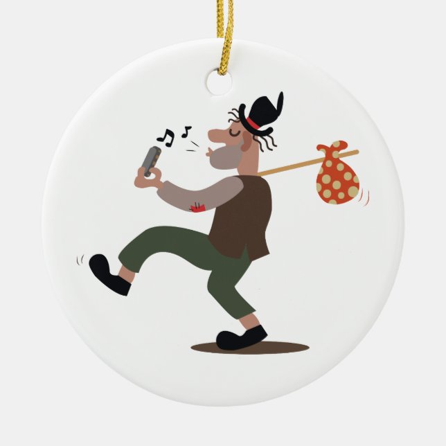 Hobo Whistle Ceramic Ornament (Front)