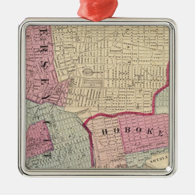 Hoboken, Jersey City Metal Ornament (Front)