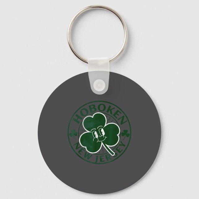 Hoboken New Jersey Irish Shamrock Nj Retro Souveni Key Ring (Front)