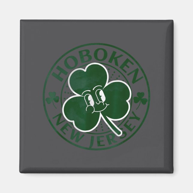 Hoboken New Jersey Irish Shamrock Nj Retro Souveni Magnet (Front)