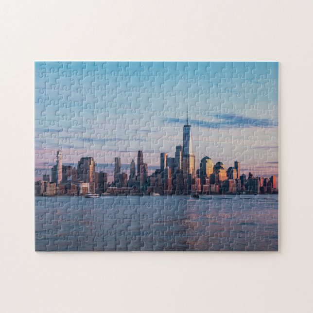 Hoboken, New Jersey Skyline During The Sunset Jigsaw Puzzle (Horizontal)