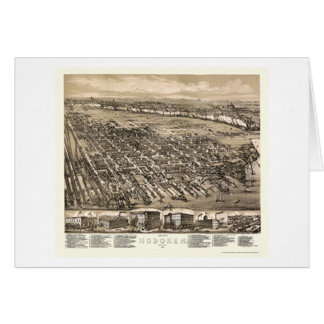 Hoboken, NJ Panoramic Map - 1881 (Front Horizontal)