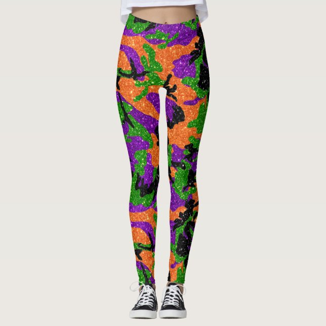 HOC Monster Glitter Halloween Edition Camo Leggings (Front)
