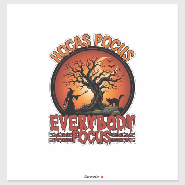 Hocas Pocus Everybody Focus Spooky Tree Witch Cat (Sheet)