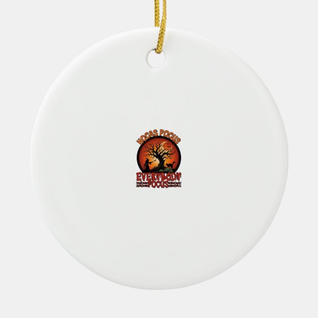 Hocas Pocus Everybody Focus Spooky Tree Witch Cat Ceramic Ornament (Front)