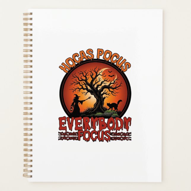 Hocas Pocus Everybody Focus Spooky Tree Witch Cat Planner (Front)