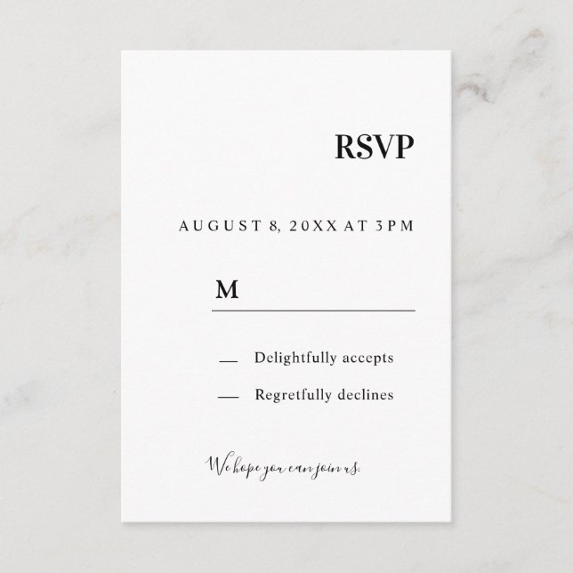 Hochzeits Einladung Antwortkarte RSVP Enclosure Card (Front)