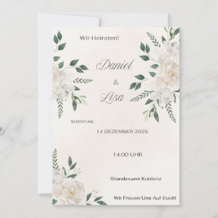 Hochzeitseinladung Elegant Floral – Naturweiß Invitation