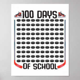 Hockey 100 Days Of School Sports Boys Girls Costum Poster