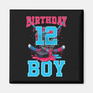Hockey 12 Year Old Ice Cream Drip 12th Birthday Bo Magnet