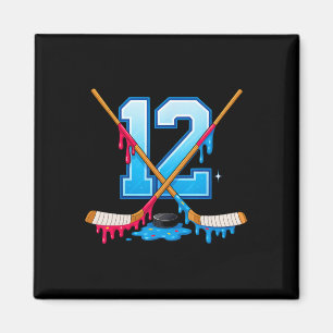 Hockey 12 Year Old Ice Cream Drip Youth 12th Birth Magnet