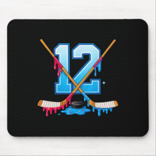 Hockey 12 Year Old Ice Cream Drip Youth 12th Birth Mouse Pad