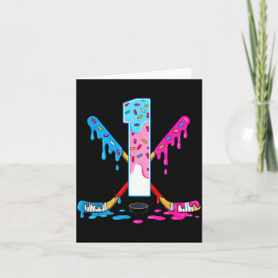 Hockey 1 Years Old Ice Cream Drip 1st Birthday Kid Card