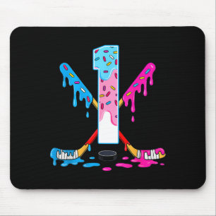 Hockey 1 Years Old Ice Cream Drip 1st Birthday Kid Mouse Pad