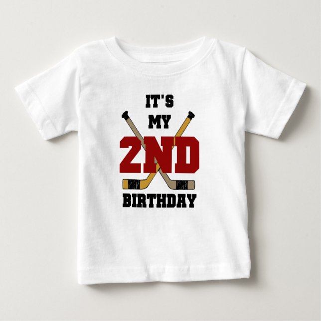 Hockey 2nd Birthday Baby T-Shirt (Front)