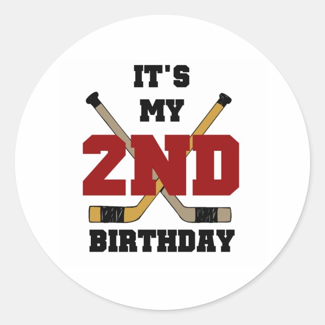 Hockey 2nd Birthday Classic Round Sticker (Front)