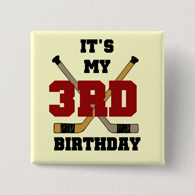 Hockey 3rd Birthday Tshirts and Gifts 15 Cm Square Badge (Front)