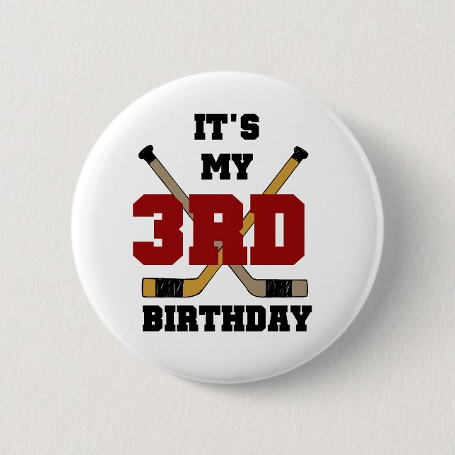 Hockey 3rd Birthday Tshirts and Gifts 6 Cm Round Badge (Front)