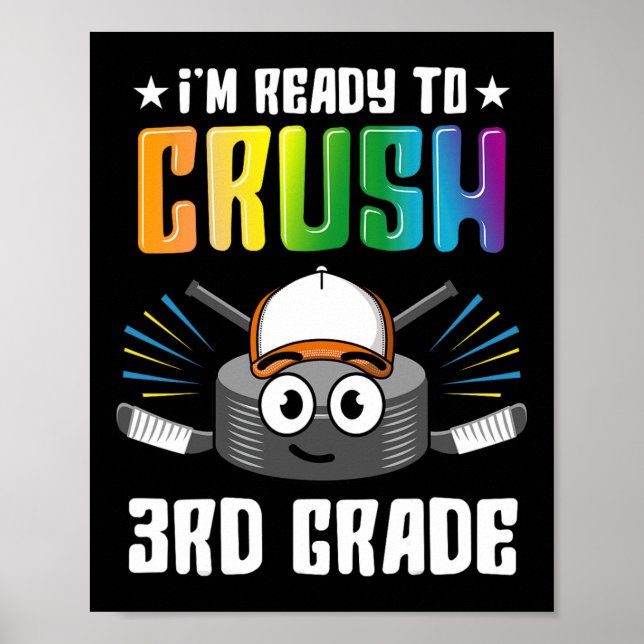 Hockey 3rd Grade Back To School Boys Kids Girls Te Poster (Front)