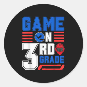 Hockey 3rd Grade Game Day Back To School For Boys  Classic Round Sticker