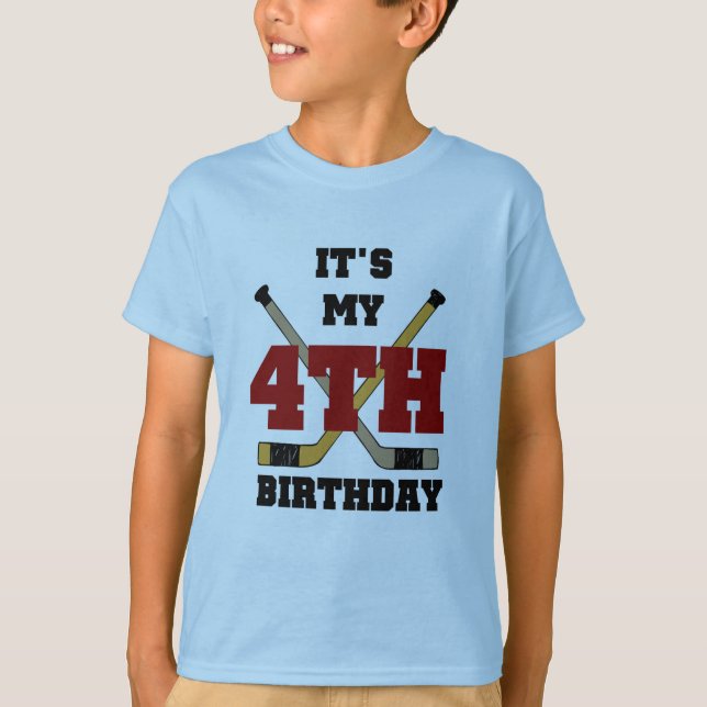 Hockey 4th Birthday Tshirts and Gifts (Front)