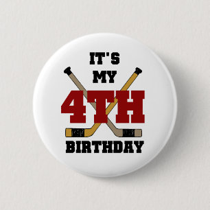 Hockey 4th Birthday Tshirts and Gifts 6 Cm Round Badge