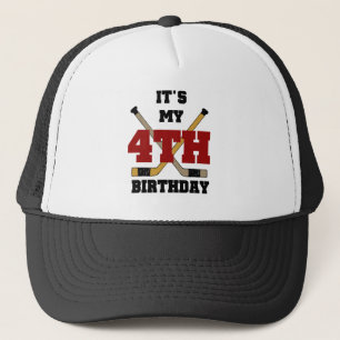 Hockey 4th Birthday Tshirts and Gifts Trucker Hat