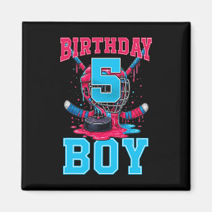 Hockey 5 Year Old Ice Cream Drip 5th Birthday Boy Magnet