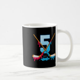 Hockey 5 Year Old Ice Cream Drip Youth 5th Birthda Coffee Mug