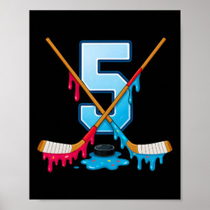 Hockey 5 Year Old Ice Cream Drip Youth 5th Birthda Poster