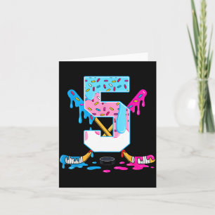 Hockey 5 Years Old Ice Cream Drip 5th Birthday Kid Card