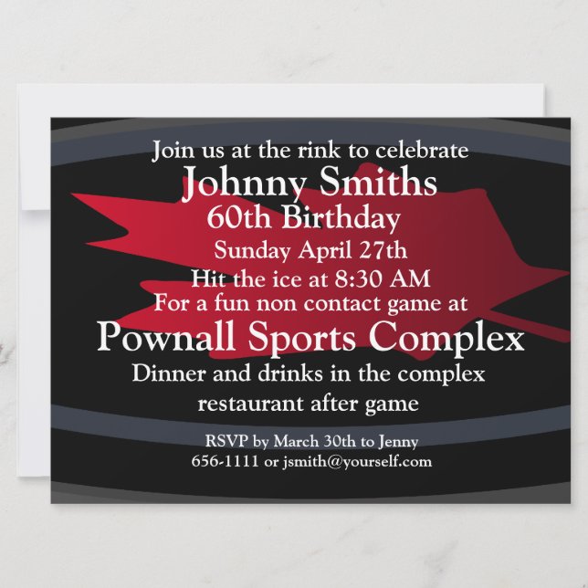 Hockey 60th. birthday invitation. invitation (Front)