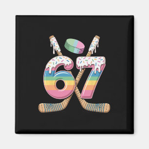 Hockey 67 Boys Ice Cream Drip Youth Six Seven Hock Magnet