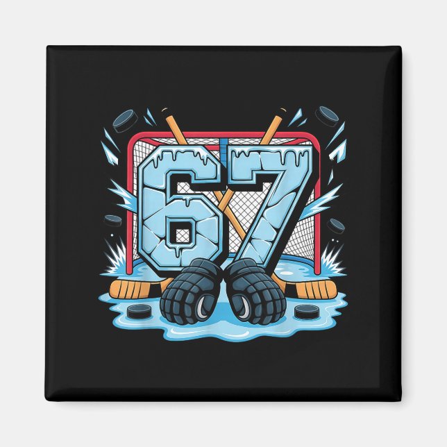 Hockey 67 Drip Ice Rink Gloves Meme Six Seven Srts Magnet (Front)