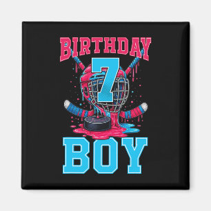Hockey 7 Year Old Ice Cream Drip 7th Birthday Boy Magnet