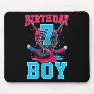 Hockey 7 Year Old Ice Cream Drip 7th Birthday Boy Mouse Pad