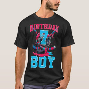Hockey 7 Year Old Ice Cream Drip 7th Birthday Boy T-Shirt