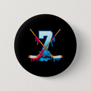 Hockey 7 Year Old Ice Cream Drip Youth 7th Birthda 6 Cm Round Badge