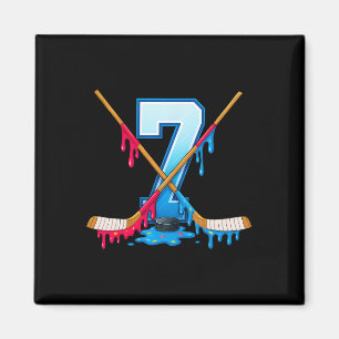 Hockey 7 Year Old Ice Cream Drip Youth 7th Birthda Magnet