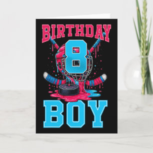 Hockey 8 Year Old Ice Cream Drip 8th Birthday Boy Card