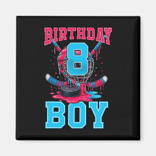 Hockey 8 Year Old Ice Cream Drip 8th Birthday Boy Magnet