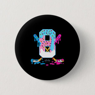 Hockey 8 Years Old Ice Cream Drip 8th Birthday Kid 6 Cm Round Badge
