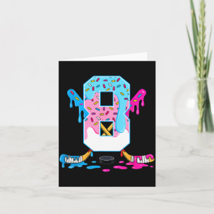Hockey 8 Years Old Ice Cream Drip 8th Birthday Kid Card