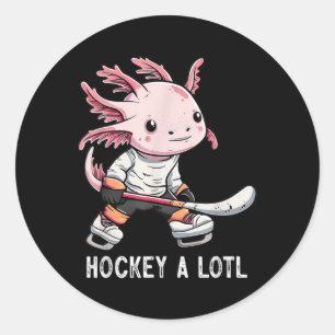 Hockey A Lotl Axolotl Playing Field Hockey Funny I Classic Round Sticker